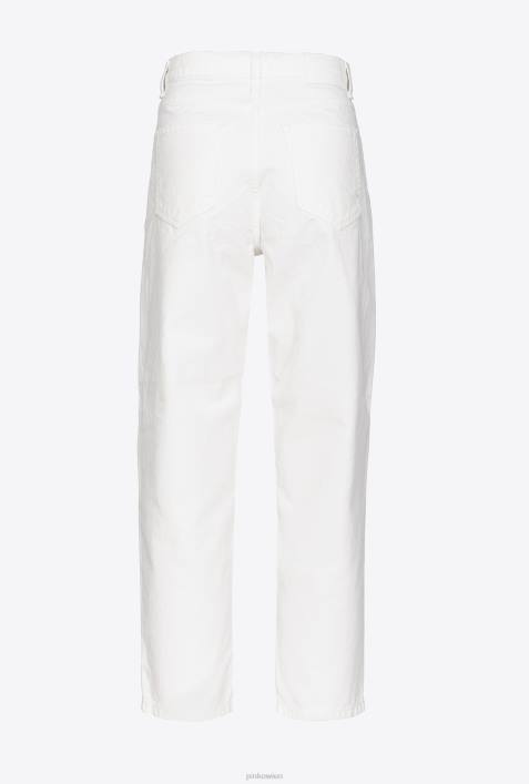 Jeans | Pinko helles Weiss Mom-Fit-Hose im Used-LookZ4ZP873