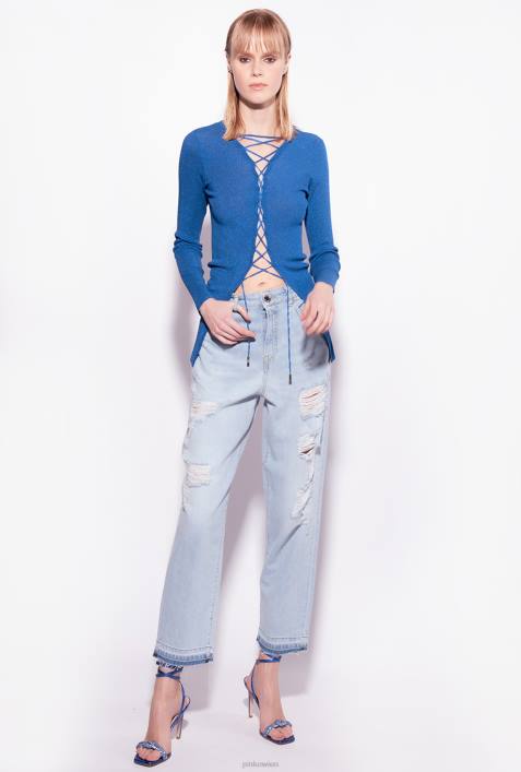 Jeans | Pinko leichte Bleichwäsche Distressed Mom-Fit-JeansZ4ZP852