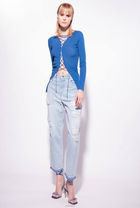 Jeans | Pinko leichte Bleichwäsche Distressed Mom-Fit-JeansZ4ZP852