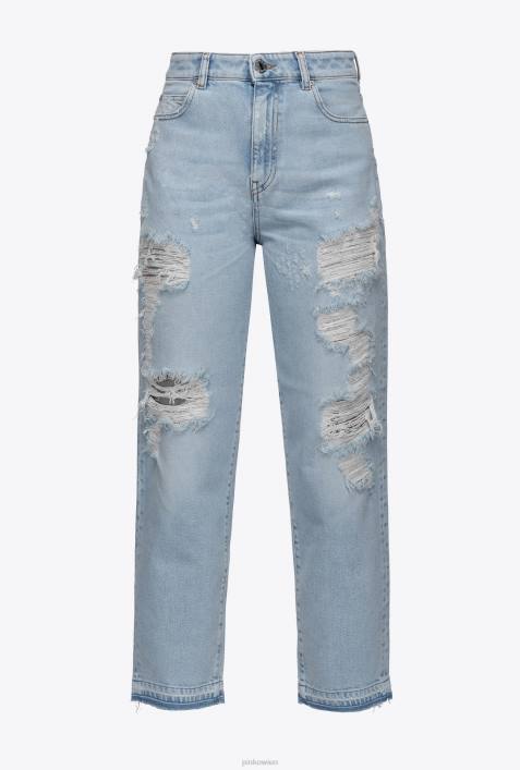 Jeans | Pinko leichte Bleichwäsche Distressed Mom-Fit-JeansZ4ZP852