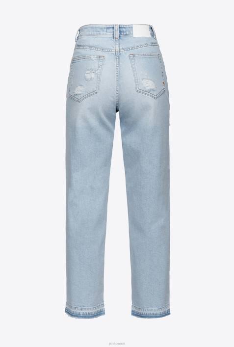 Jeans | Pinko leichte Bleichwäsche Distressed Mom-Fit-JeansZ4ZP852