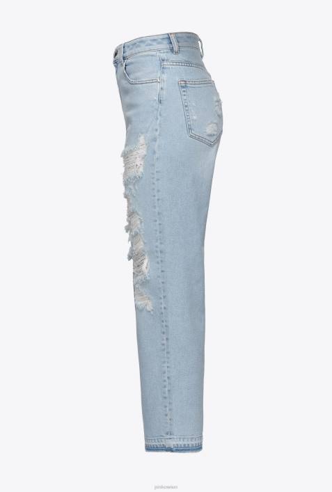 Jeans | Pinko leichte Bleichwäsche Distressed Mom-Fit-JeansZ4ZP852