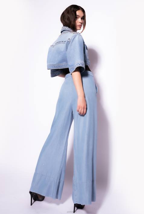 Jeans | Pinko leichte Bleichwäsche Jeans mit weitem Bein aus Denim und LyocellZ4ZP730