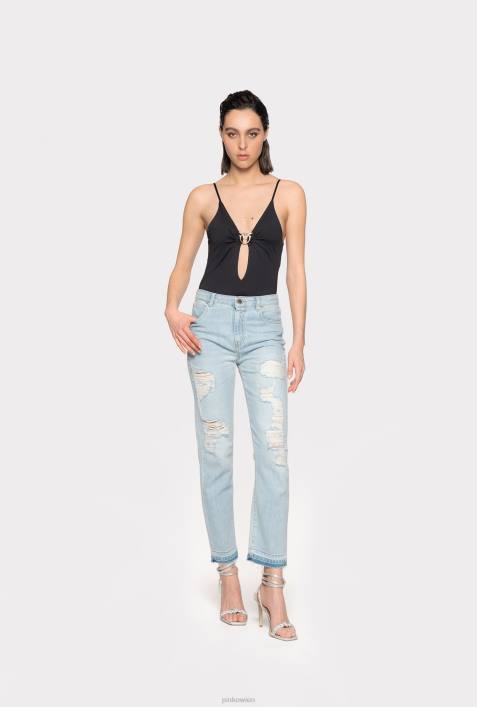Jeans | Pinko leichte Bleichwäsche Slim-Jeans aus Denim mit Riss- und RissdetailZ4ZP893