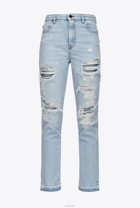 Jeans | Pinko leichte Bleichwäsche Slim-Jeans aus Denim mit Riss- und RissdetailZ4ZP893