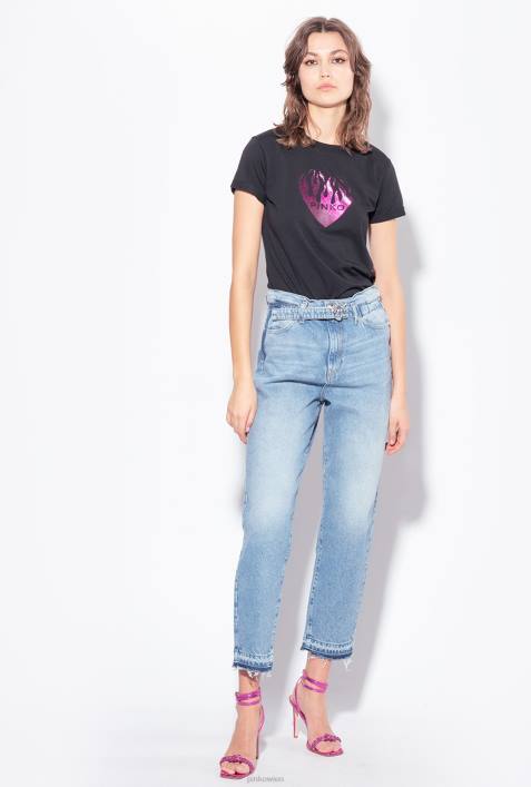 Jeans | Pinko leichte Vintage-Waschung Mom-Fit-Jeans im Vintage-Stil mit GürtelZ4ZP864