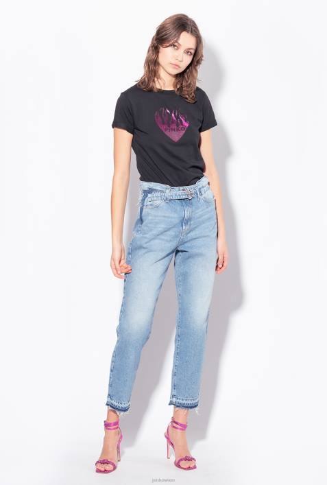 Jeans | Pinko leichte Vintage-Waschung Mom-Fit-Jeans im Vintage-Stil mit GürtelZ4ZP864