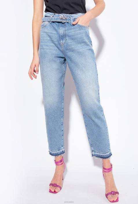 Jeans | Pinko leichte Vintage-Waschung Mom-Fit-Jeans im Vintage-Stil mit GürtelZ4ZP864