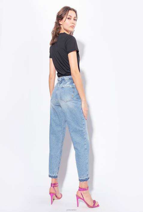 Jeans | Pinko leichte Vintage-Waschung Mom-Fit-Jeans im Vintage-Stil mit GürtelZ4ZP864