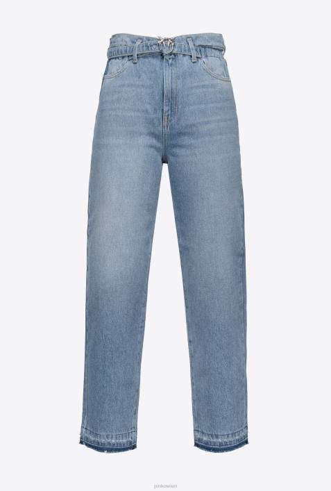 Jeans | Pinko leichte Vintage-Waschung Mom-Fit-Jeans im Vintage-Stil mit GürtelZ4ZP864