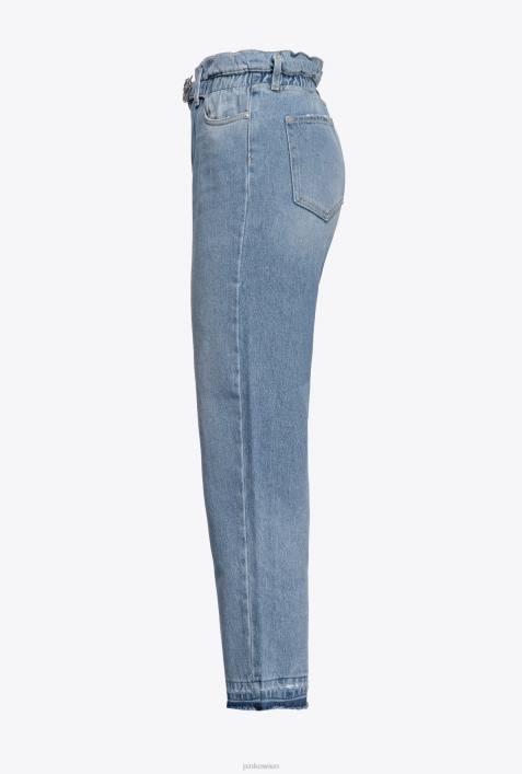 Jeans | Pinko leichte Vintage-Waschung Mom-Fit-Jeans im Vintage-Stil mit GürtelZ4ZP864