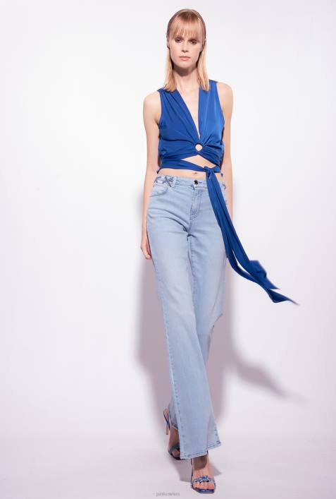 Jeans | Pinko leichte Vintage-Waschung Schlagjeans mit SchnürungZ4ZP854