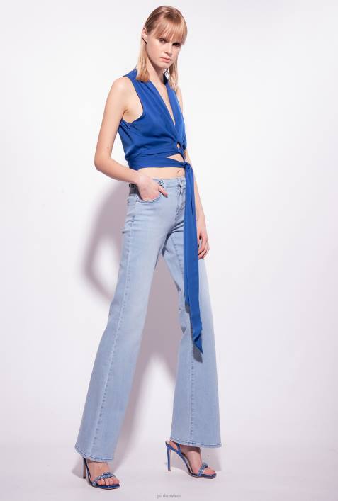 Jeans | Pinko leichte Vintage-Waschung Schlagjeans mit SchnürungZ4ZP854