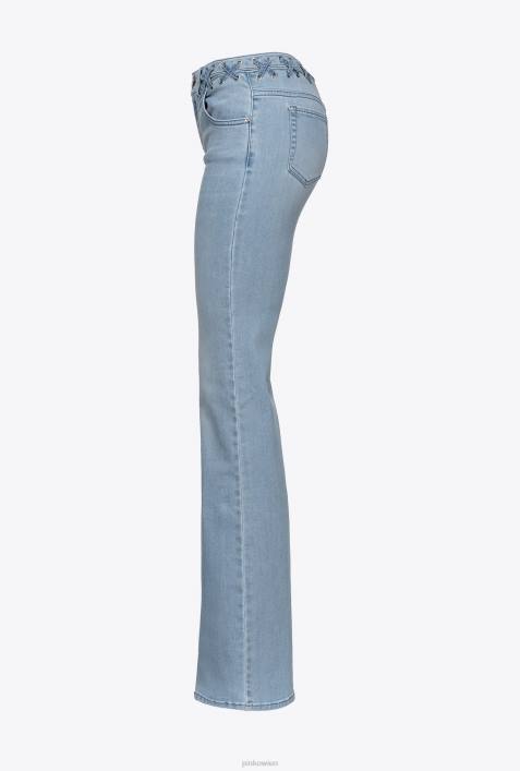 Jeans | Pinko leichte Vintage-Waschung Schlagjeans mit SchnürungZ4ZP854
