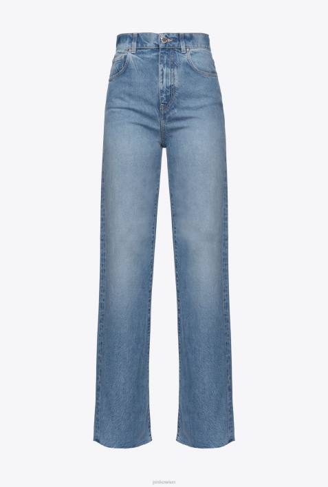 Jeans | Pinko leichte bis mittlere Steinwäsche Jeans mit weitem Bein und hoher TailleZ4ZP850