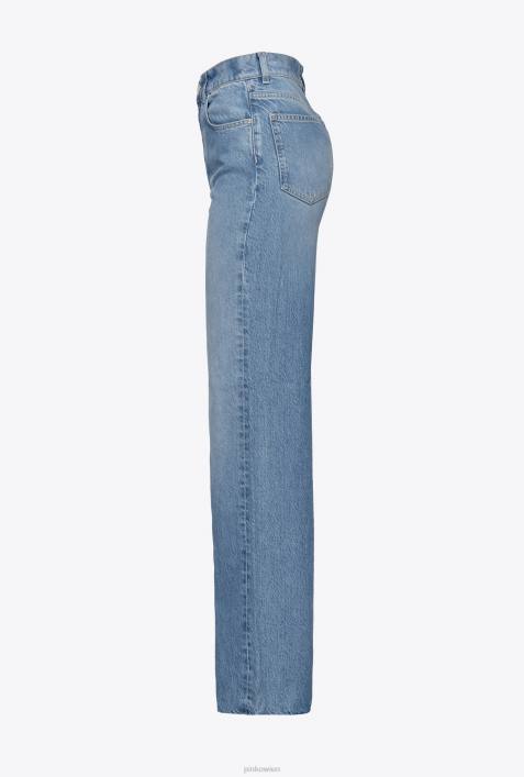 Jeans | Pinko leichte bis mittlere Steinwäsche Jeans mit weitem Bein und hoher TailleZ4ZP850