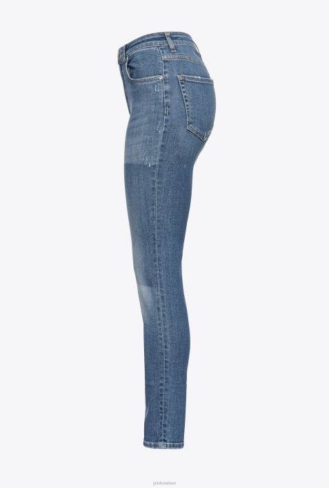 Jeans | Pinko mittlere Wäsche Slim-Fit-Jeans mit Laser-PatchesZ4ZP884