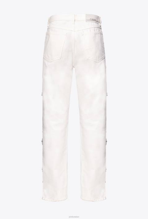 Jeans | Pinko nicht-gerade weiss Galleria-Hose mit StrassketteZ4ZP887