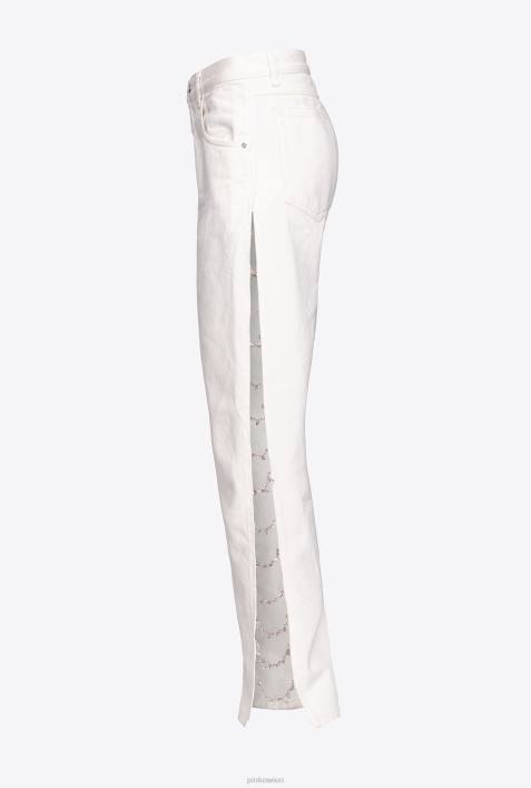 Jeans | Pinko nicht-gerade weiss Galleria-Hose mit StrassketteZ4ZP887