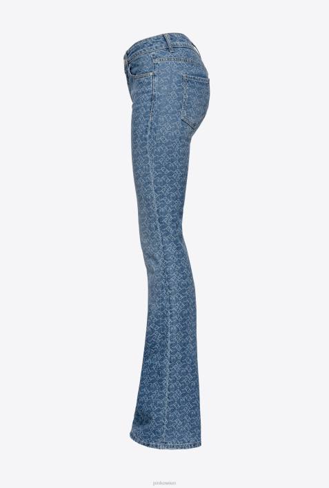Jeans | Pinko weiß/dunkelblau Ausgestellte Jeans mit LogoZ4ZP870