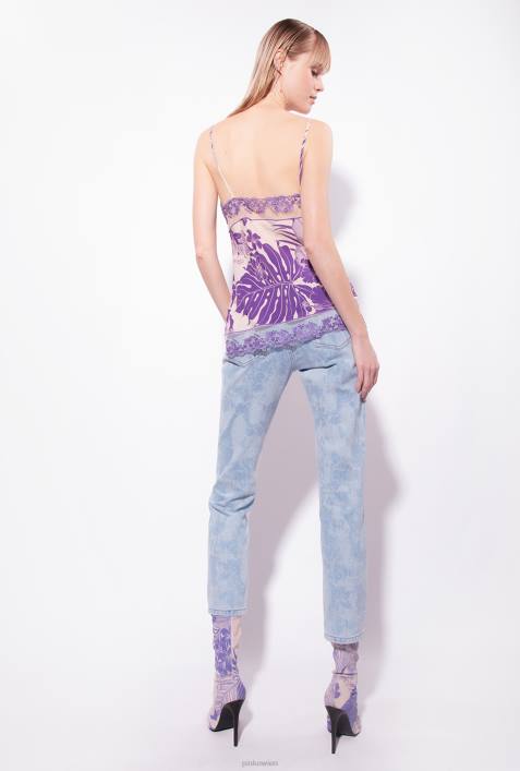 Jeans | Pinko weiß/hellblau Slim-Fit-Jeans mit Marmoreffekt und StrasssteinenZ4ZP872