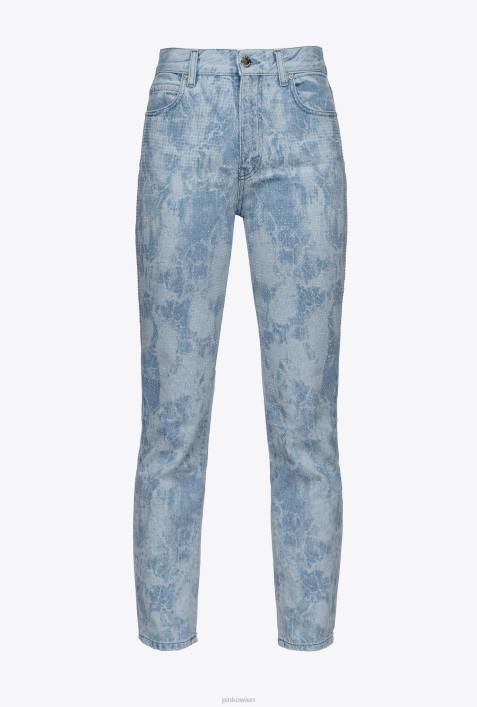 Jeans | Pinko weiß/hellblau Slim-Fit-Jeans mit Marmoreffekt und StrasssteinenZ4ZP872