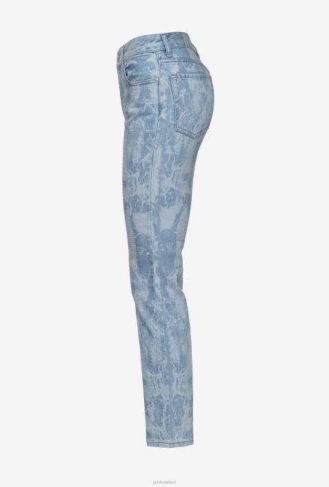 Jeans | Pinko weiß/hellblau Slim-Fit-Jeans mit Marmoreffekt und StrasssteinenZ4ZP872
