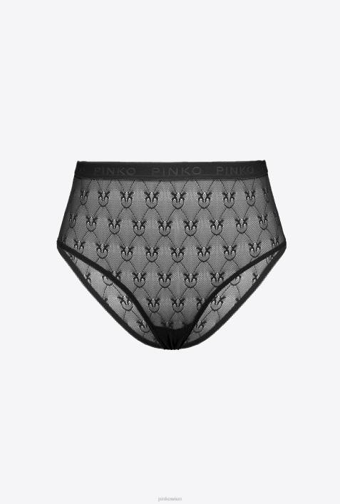 Dessous | Pinko Limousine schwarz Spitzen-Slip mit hoher TailleZ4ZP959