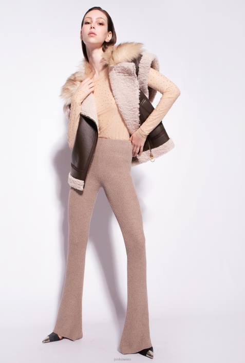 Dessous | Pinko beige-matt mandel Vollständig mit Strasssteinen besetzter PulloverZ4ZP482