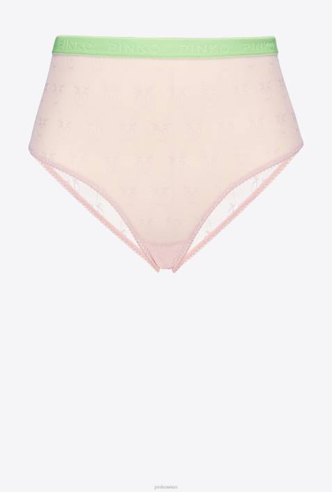 Dessous | Pinko rosa/grün Spitzen-Slip mit hoher TailleZ4ZP960