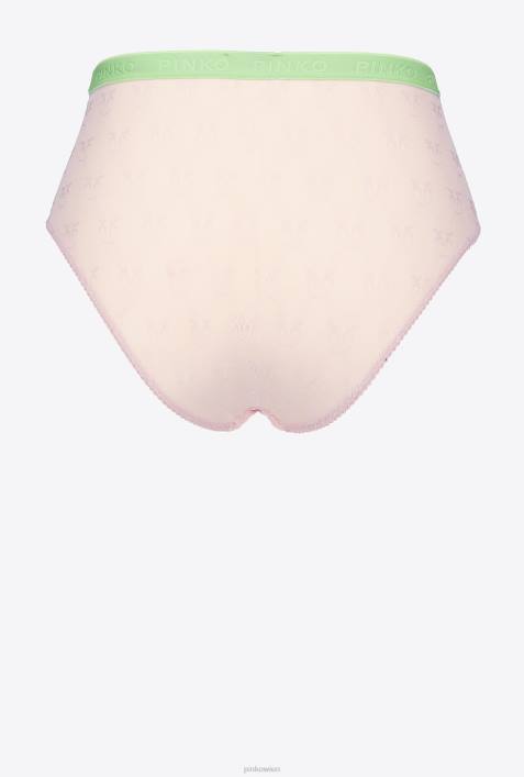 Dessous | Pinko rosa/grün Spitzen-Slip mit hoher TailleZ4ZP960