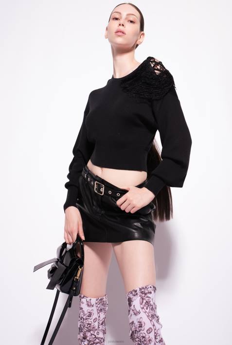 Pullover | Pinko Limousine schwarz Gerippter Pullover mit FransendetailZ4ZP506