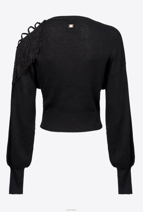 Pullover | Pinko Limousine schwarz Gerippter Pullover mit FransendetailZ4ZP506