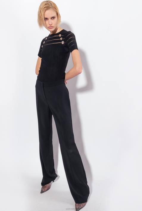 Pullover | Pinko Limousine schwarz Gerippter Pullover mit transparenten DetailsZ4ZP502