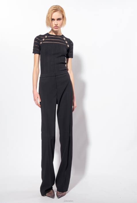 Pullover | Pinko Limousine schwarz Gerippter Pullover mit transparenten DetailsZ4ZP502