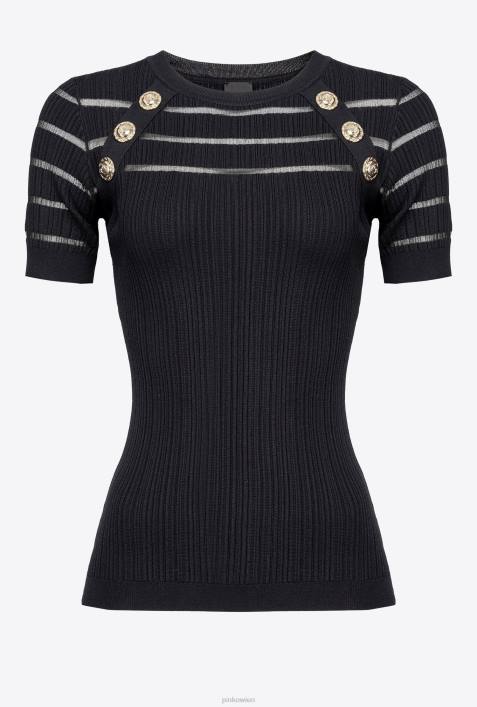 Pullover | Pinko Limousine schwarz Gerippter Pullover mit transparenten DetailsZ4ZP502