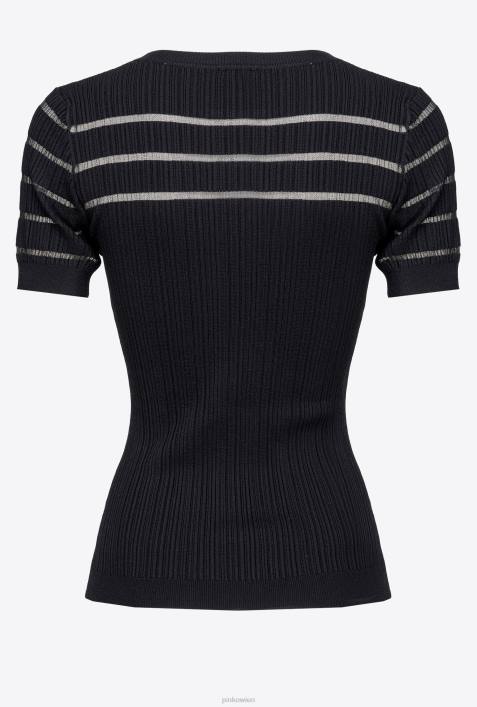 Pullover | Pinko Limousine schwarz Gerippter Pullover mit transparenten DetailsZ4ZP502