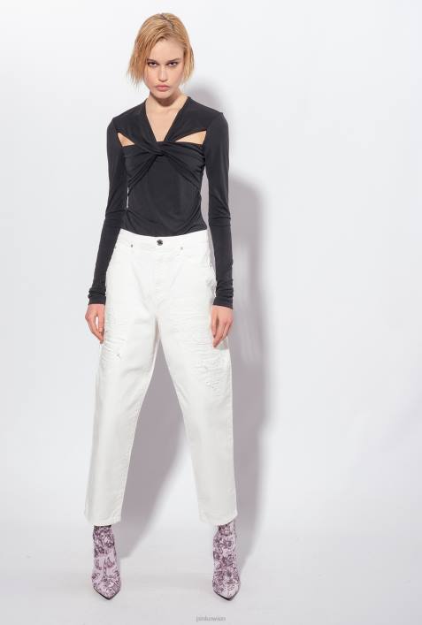 Pullover | Pinko Limousine schwarz Langarmshirt mit Crossover-DetailsZ4ZP545