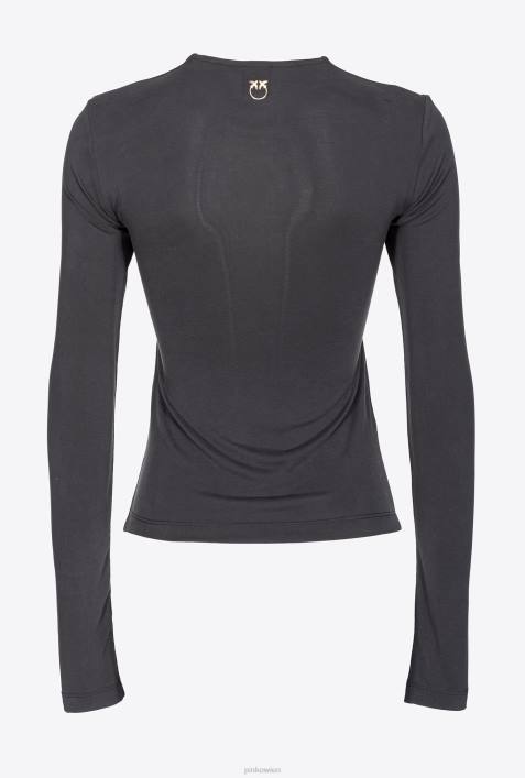 Pullover | Pinko Limousine schwarz Langarmshirt mit Crossover-DetailsZ4ZP545