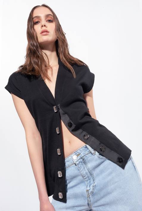 Pullover | Pinko Limousine schwarz Strickweste mit SchmuckknöpfenZ4ZP540