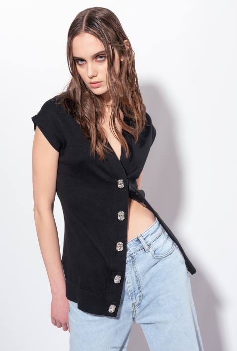 Pullover | Pinko Limousine schwarz Strickweste mit SchmuckknöpfenZ4ZP540