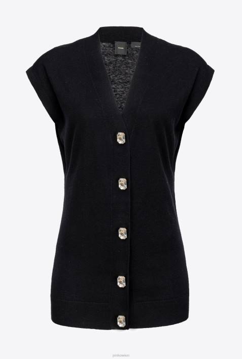 Pullover | Pinko Limousine schwarz Strickweste mit SchmuckknöpfenZ4ZP540