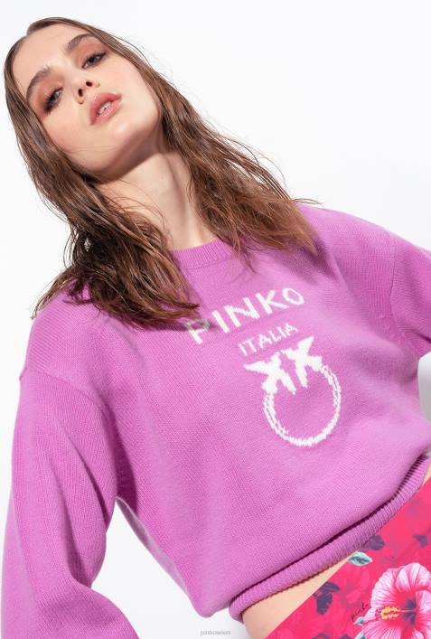 Pullover | Pinko Oper lila Pullover mit LiebesvögelnZ4ZP508