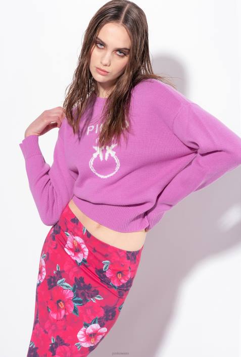 Pullover | Pinko Oper lila Pullover mit LiebesvögelnZ4ZP508