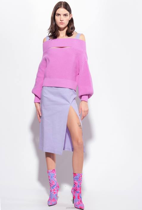 Pullover | Pinko Oper lila Schulterfreier Fischerpullover aus RippstrickZ4ZP497