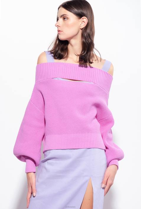 Pullover | Pinko Oper lila Schulterfreier Fischerpullover aus RippstrickZ4ZP497