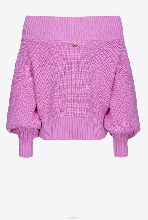 Pullover | Pinko Oper lila Schulterfreier Fischerpullover aus RippstrickZ4ZP497