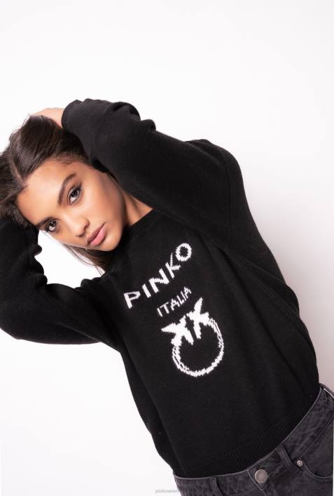 Pullover | Pinko Schwarz-Weiss Pullover mit LiebesvögelnZ4ZP527