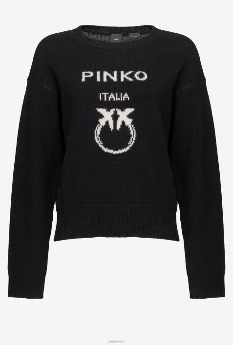 Pullover | Pinko Schwarz-Weiss Pullover mit LiebesvögelnZ4ZP527