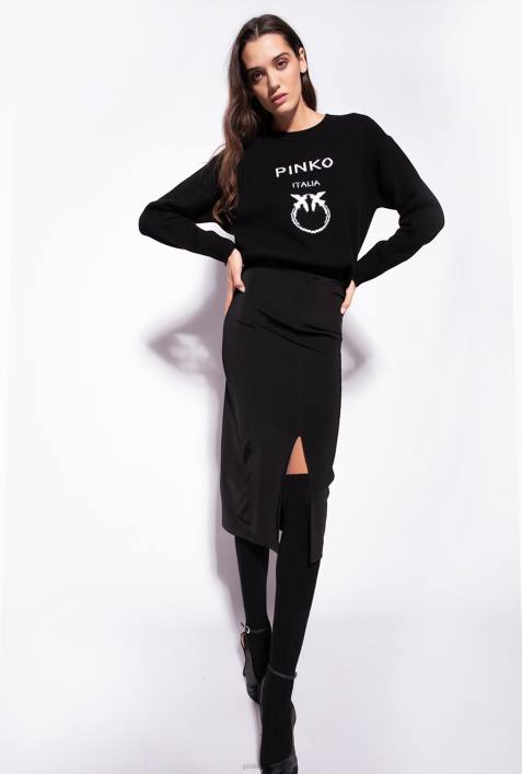Pullover | Pinko Schwarz-Weiss Pullover mit LiebesvögelnZ4ZP543